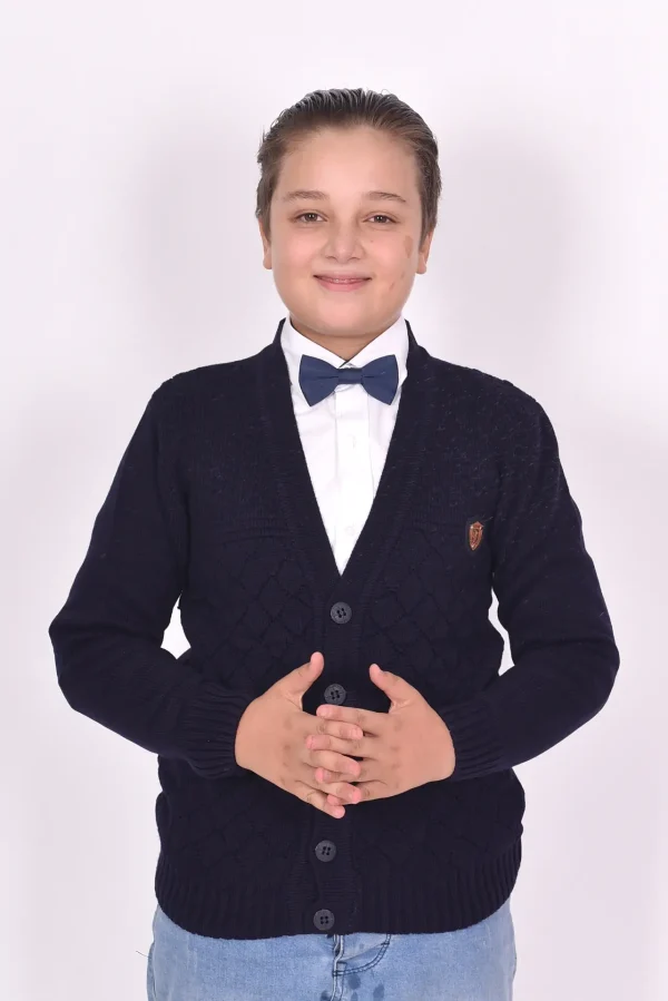 Düğmeli V Yakan Kışlık Erkek Çocuk Okul Yeleği