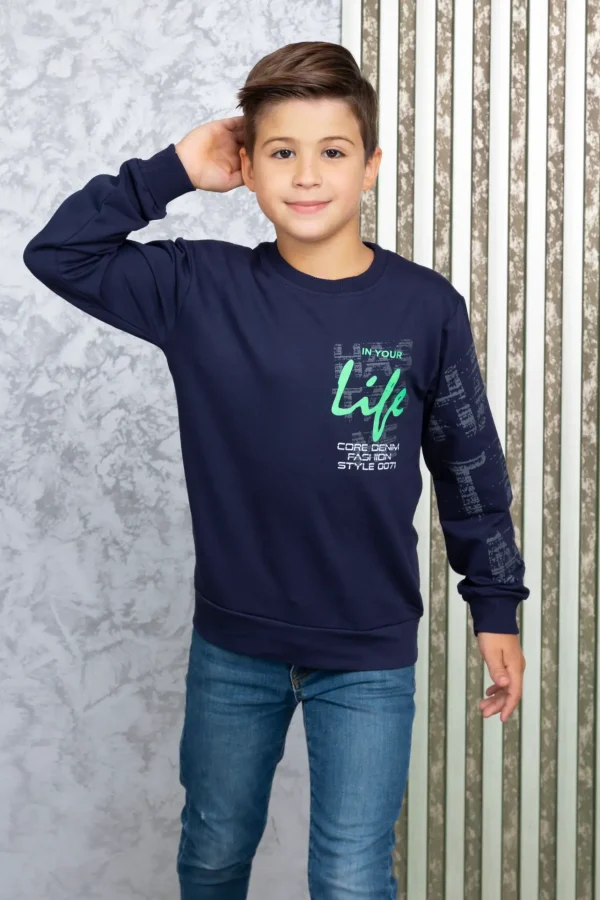 Erkek Çocuk Sweatshirt Fosforlu Kışlık - Görsel 2