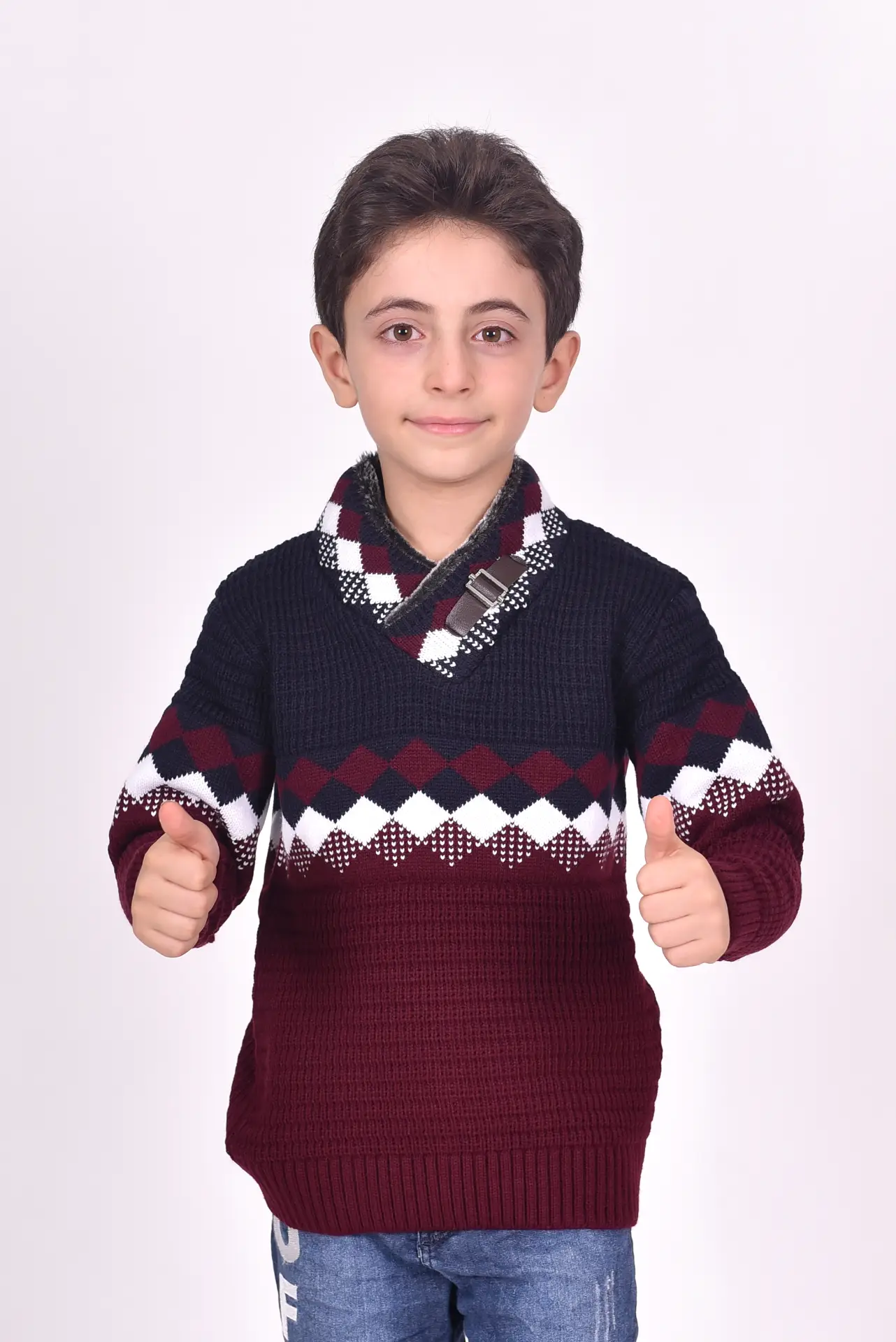 Yüksek V Yaka Triko Kışlık Erkek Çocuk Kazak 1016